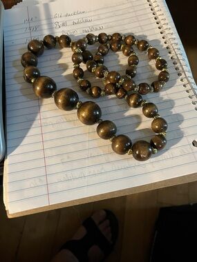 Wood Bead Necklace - Brown 1489